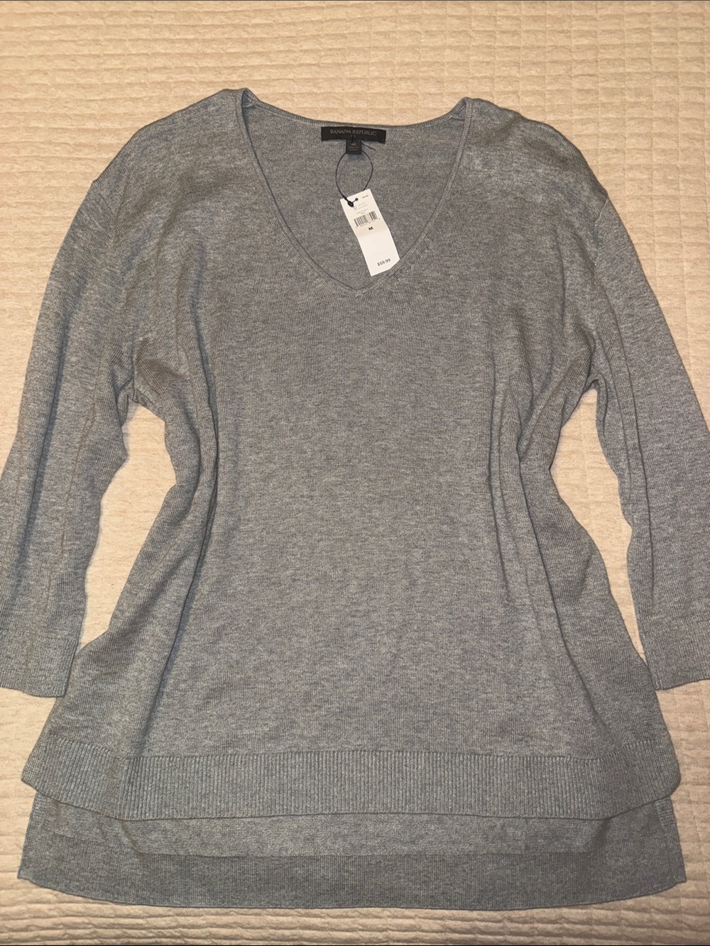 Banana Republic Light Gray V-Neck Sweater